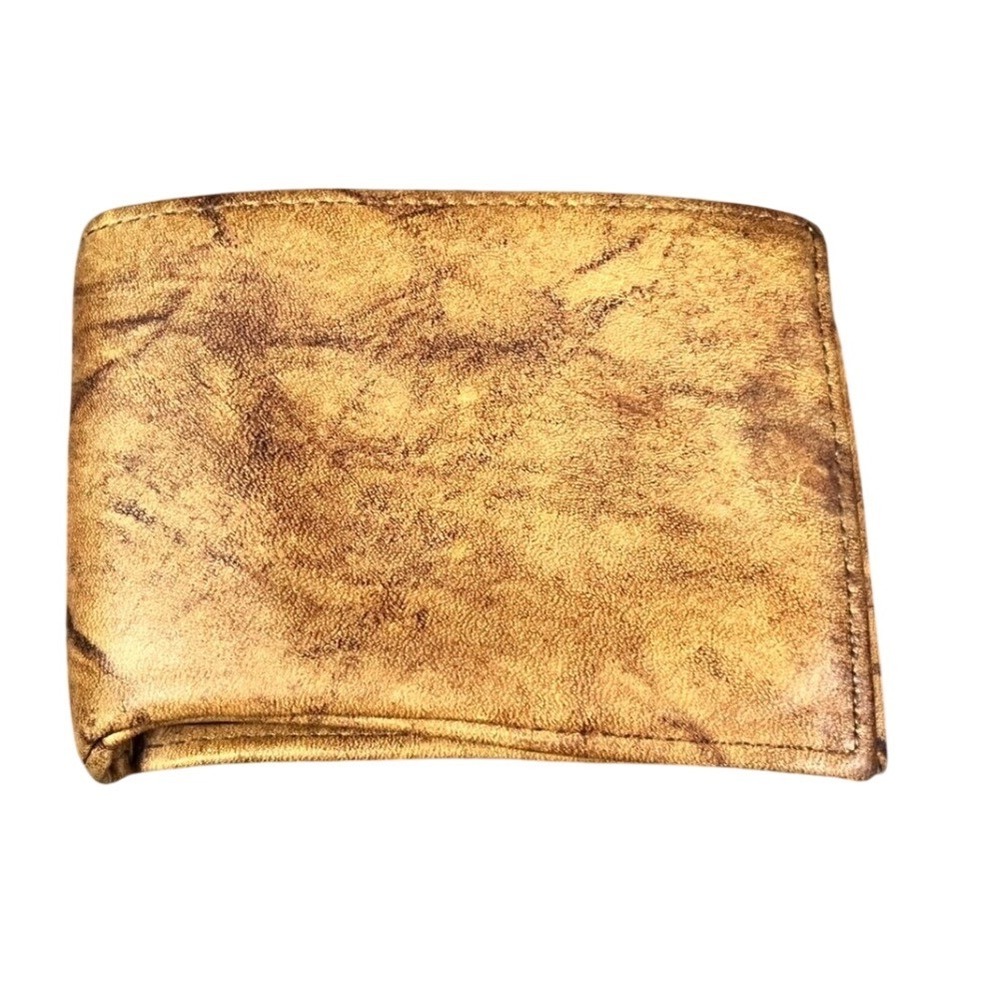 Prince Gardner Vintage Tan Marbled Leather Bifold Wallet with Spare Key Slots
